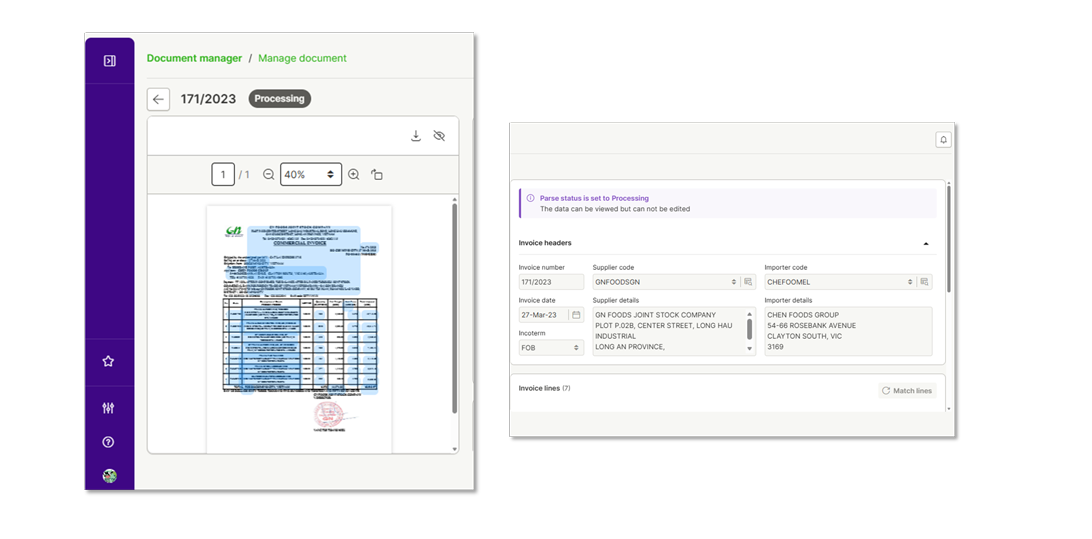 Sample UI of Document Manager Portal