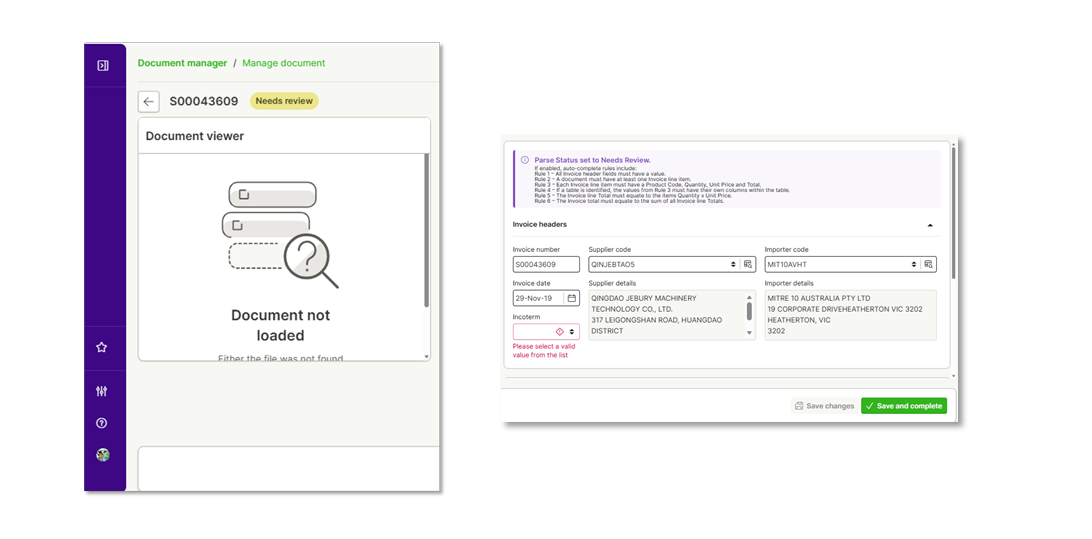 Sample UI of Document Manager Portal